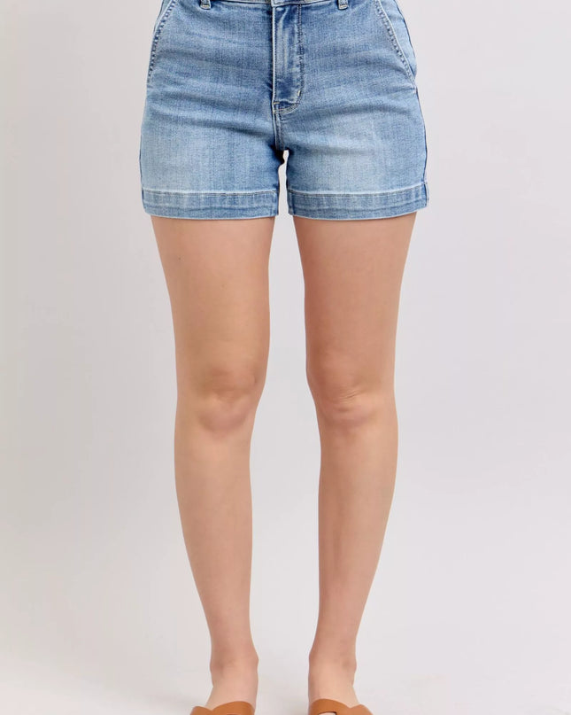 Judy Blue Mid Rise Denim Shorts 15289 - Sleekdenim.com