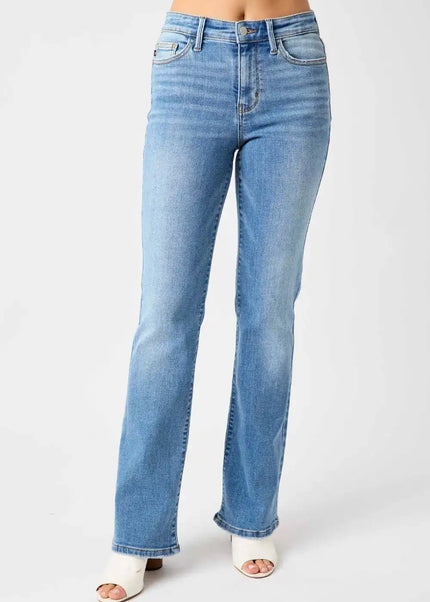 Judy Blue Full Size Mid-Rise Waist Straight Jeans - Sleekdenim.com