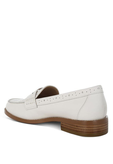 Clotilda Perforated Low Heel Loafers - Sleekdenim.com