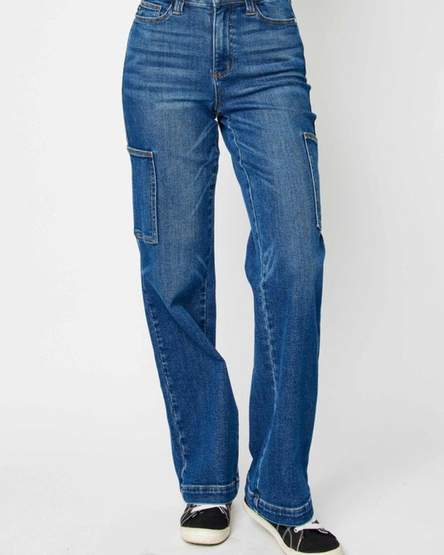 Judy Blue High Waist Cargo Wide Leg Denim Jeans 88725 - Sleekdenim.com