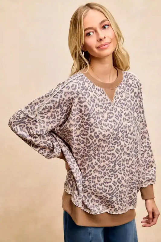 BiBi Leopard Printed French Terry Sweatshirt