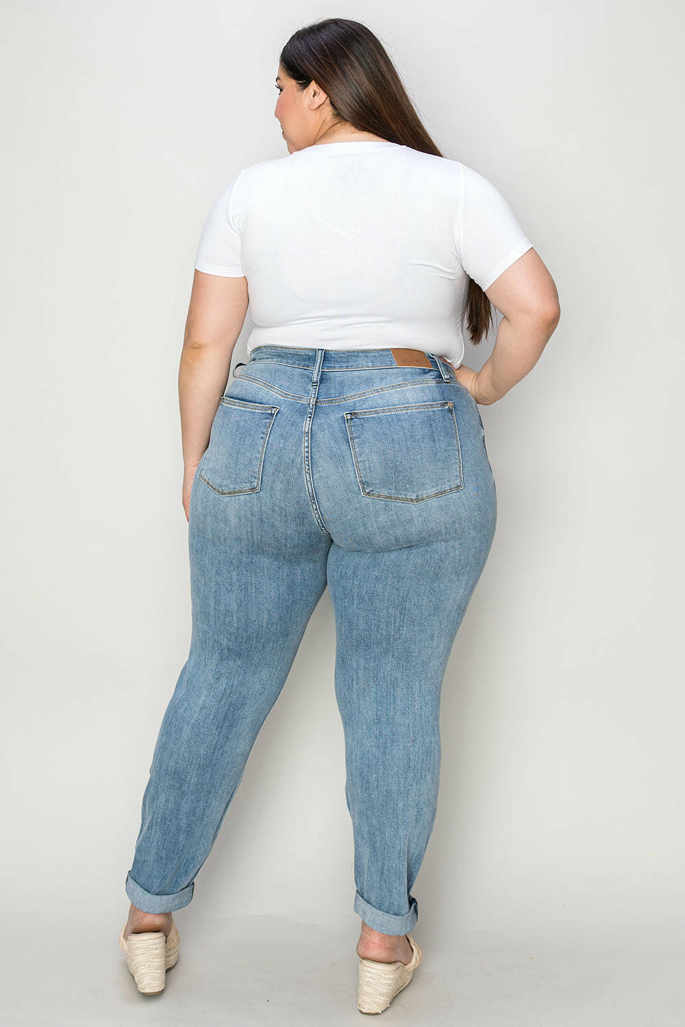 Judy Blue Full Size Cuffed Hem Slim Jeans.