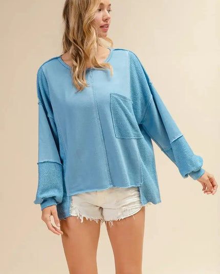 BiBi Oversized Pocket Front Sweatshirt - Sleekdenim.com
