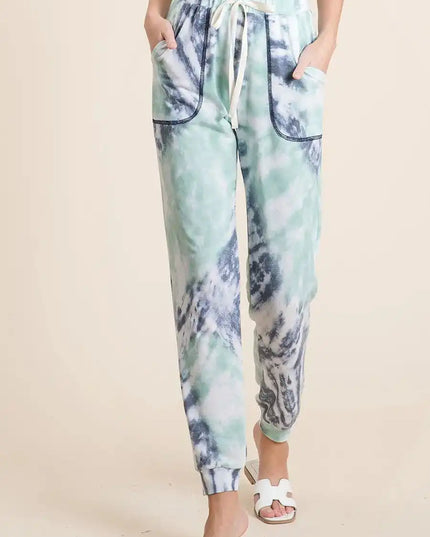 BiBi Tie Dye French Terry Casual Sweat Pants - Sleekdenim.com