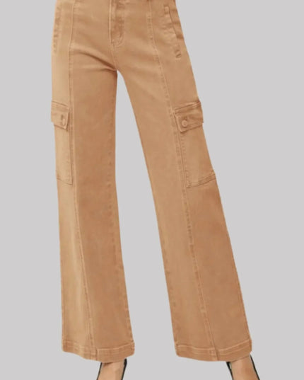 RISEN Full Size High Rise Wide Leg Cargo Jeans - Sleekdenim.com
