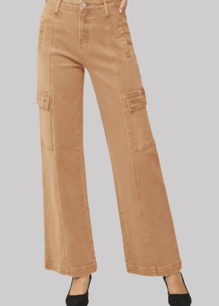RISEN Full Size High Rise Wide Leg Cargo Jeans - Sleekdenim.com