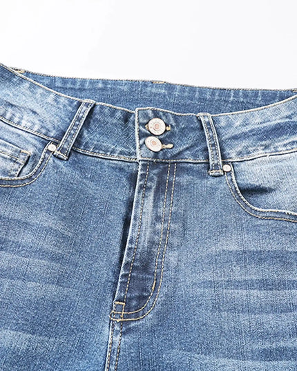 High Waist Distressed Straight Leg Jeans - Sleekdenim.com