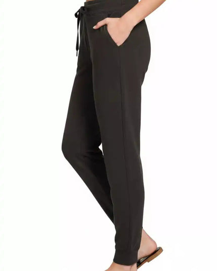 Zenana Drawstring Scuba Joggers with Pockets - Sleekdenim.com