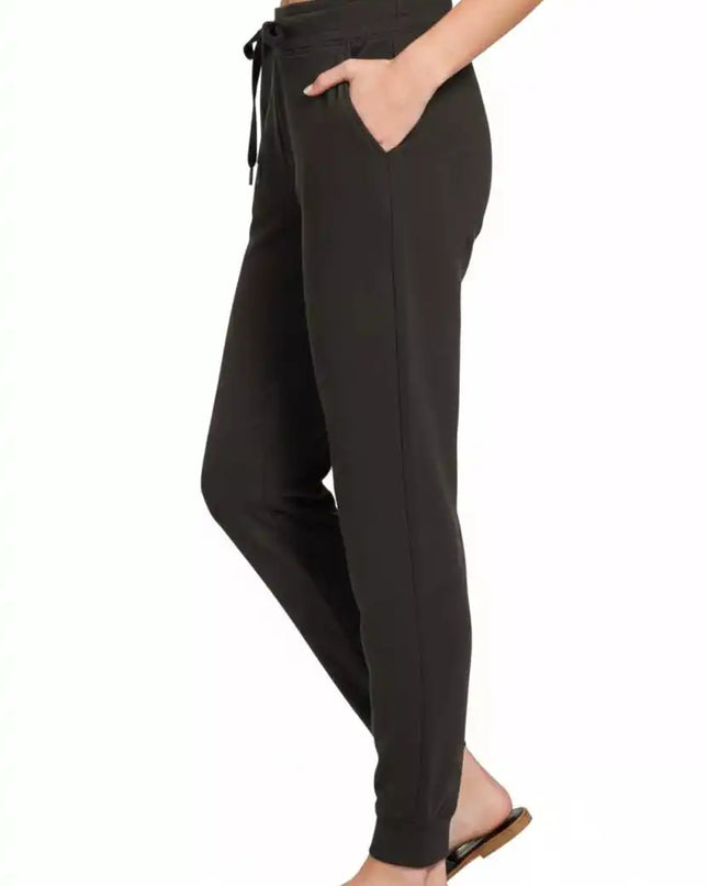 Zenana Drawstring Scuba Joggers with Pockets - Sleekdenim.com