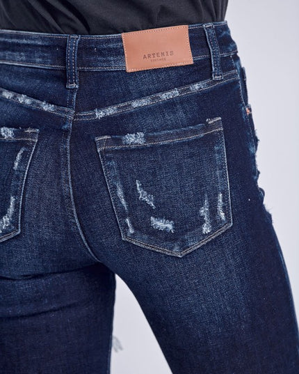 AT5003D HIGH RISE DISTRESSED ANKLE SKINNY JEANS - Sleekdenim.com