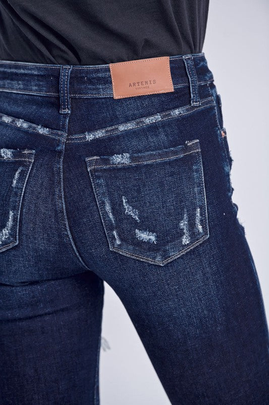 AT5003D HIGH RISE DISTRESSED ANKLE SKINNY JEANS - Sleekdenim.com