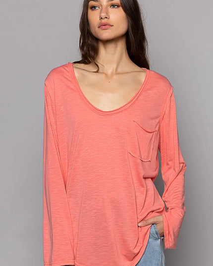 POL Chest Pocket Long Sleeve T-Shirt - Sleekdenim.com