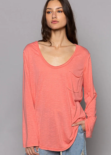 POL Chest Pocket Long Sleeve T-Shirt - Sleekdenim.com