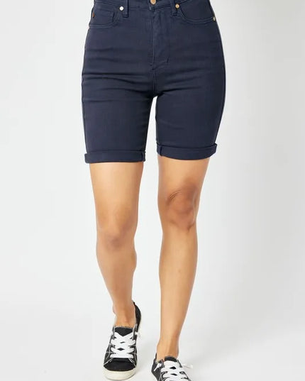 Judy Blue Full Size High Waist Tummy Control Bermuda Shorts - Sleekdenim.com