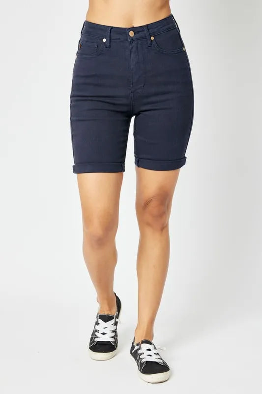 Judy Blue Full Size High Waist Tummy Control Bermuda Shorts - Sleekdenim.com