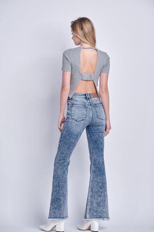 AT1026FLM High Rise Stretch Flare Jeans - Sleekdenim.com