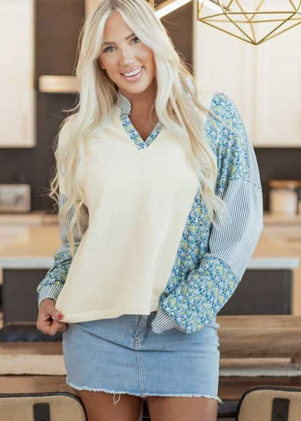 Syllena Collared Boxy Fit Sweatshirt - Sleekdenim.com