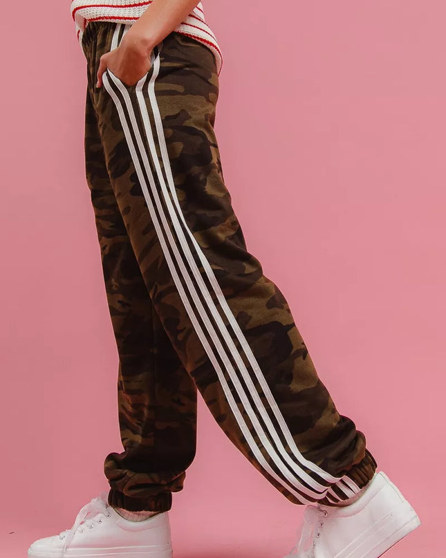 BiBi Side Lines Camouflage Track Pants - Sleekdenim.com