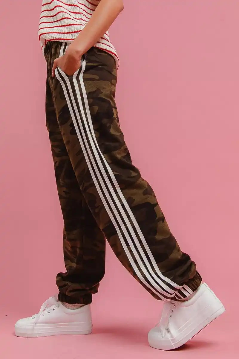 BiBi Side Lines Camouflage Track Pants - Sleekdenim.com