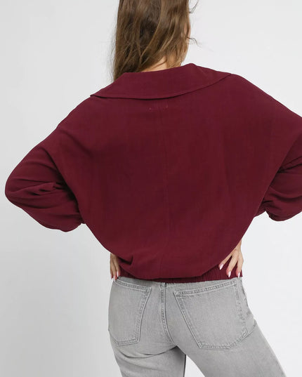 Umgee Linen Long Sleeves Elastic Hem Blouse - Sleekdenim.com