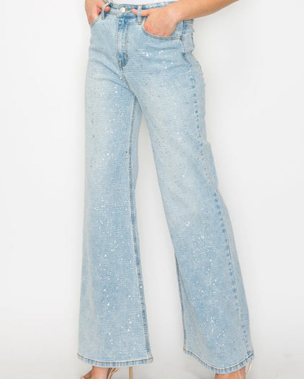 AT2074RFLL Metallic Ultra High Rise Relaxed Flare - Sleekdenim.com