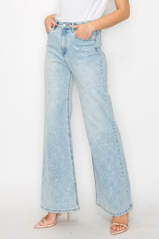 AT2074RFLL Metallic Ultra High Rise Relaxed Flare - Sleekdenim.com
