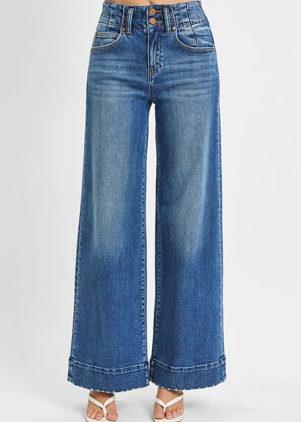 RISEN Full Size High Rise Ankle Wide Seam Detailed Jeans Plus Size - Sleekdenim.com