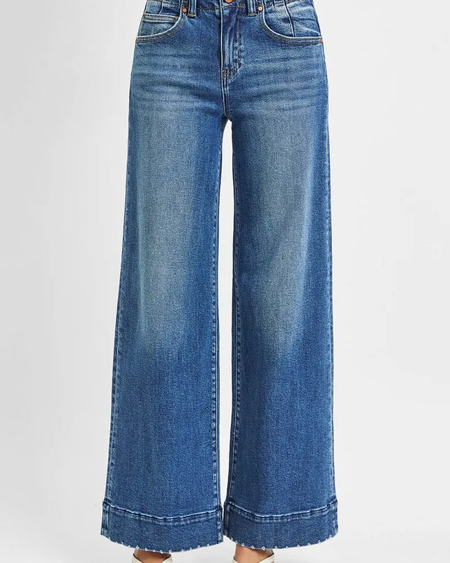 RISEN Full Size High Rise Ankle Wide Seam Detailed Jeans Plus Size - Sleekdenim.com