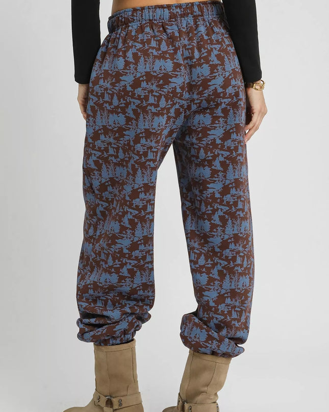Umgee Scenic Print Casual Sweatpants - Sleekdenim.com