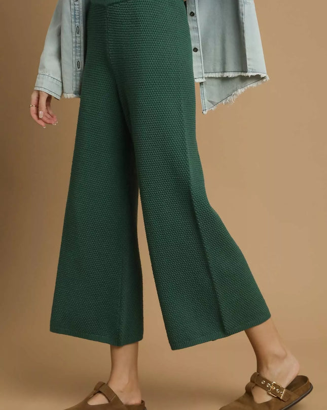 Umgee Textured Knit Wide Leg Pants - Sleekdenim.com