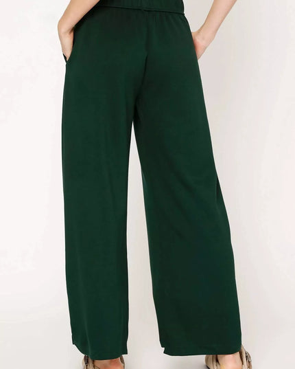Umgee Elastic Drawstring Waistband Wide Leg Pants - Sleekdenim.com
