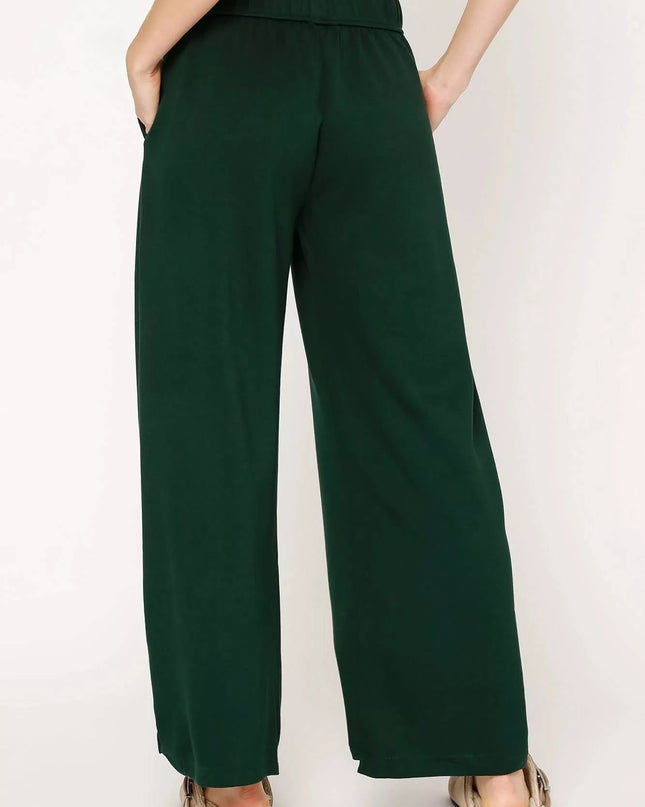 Umgee Elastic Drawstring Waistband Wide Leg Pants - Sleekdenim.com