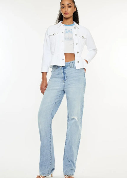 Kancan Distressed High Waist Straight Jeans - Sleekdenim.com