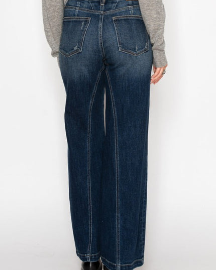 HYBRID STRETCH RIPPED RELAXED FLARE JEANS - Sleekdenim.com
