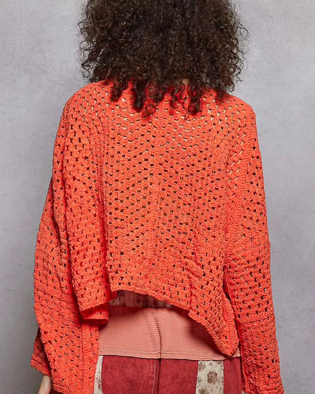 POL Open Front Cardigan with Crochet Patterns - Sleekdenim.com