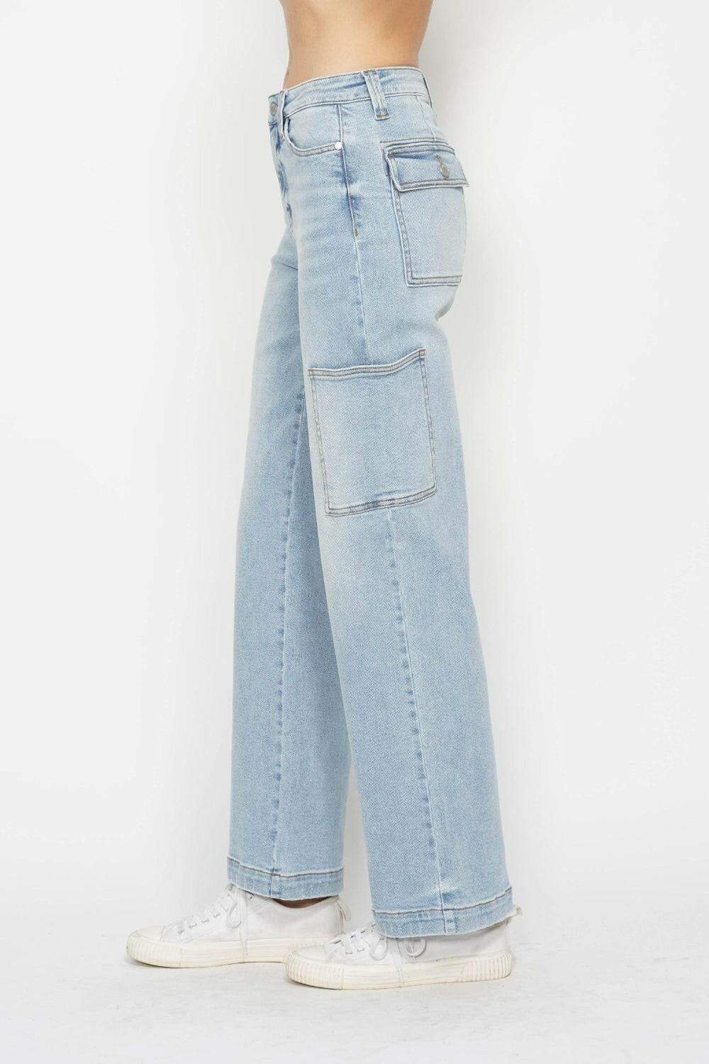 Judy Blue Full Size High Waist Straight Cargo Jeans | Sleekdenim.com