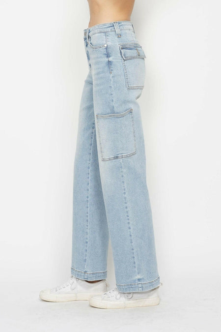 Judy Blue Full Size High Waist Straight Cargo Jeans | Sleekdenim.com