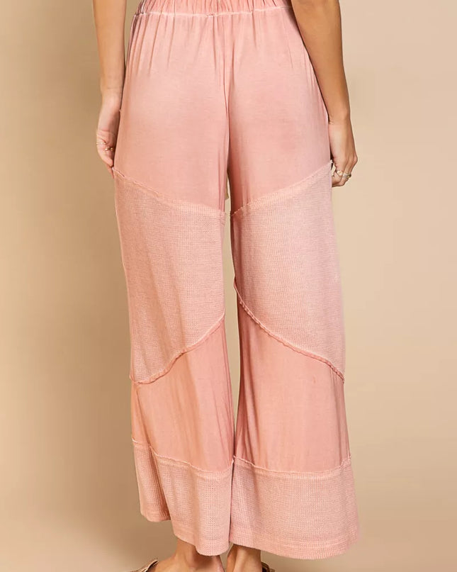 POL Elastic Waistband Wide Leg Pants with Drawstring - Sleekdenim.com