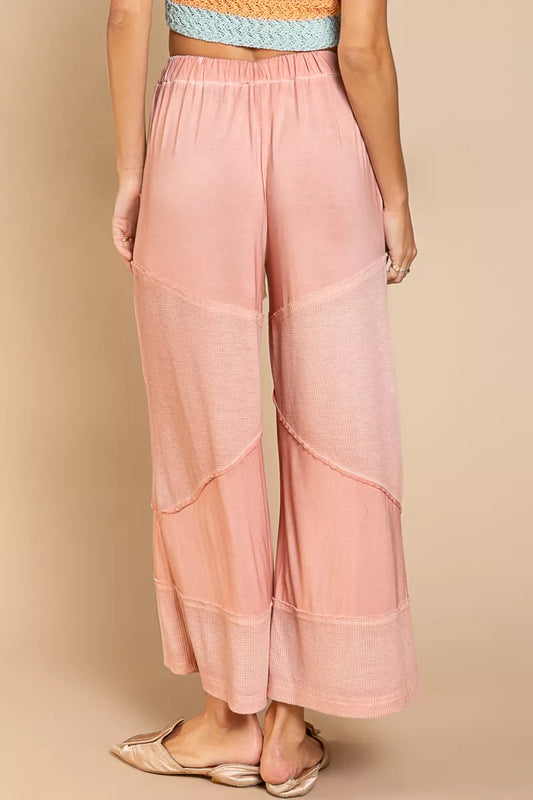 POL Elastic Waistband Wide Leg Pants with Drawstring - Sleekdenim.com