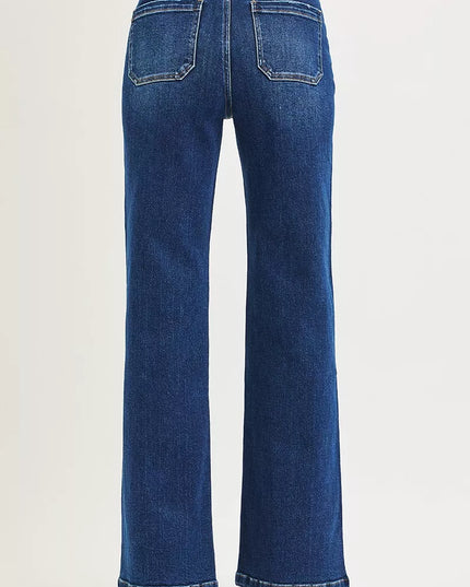 RISEN Full Size High Rise Wide Leg Jeans with Front Tie Detail Plus Size - Sleekdenim.com