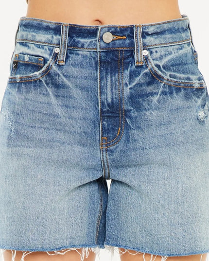 Kancan Full Size Raw Hem High Waist Denim Shorts - Sleekdenim.com