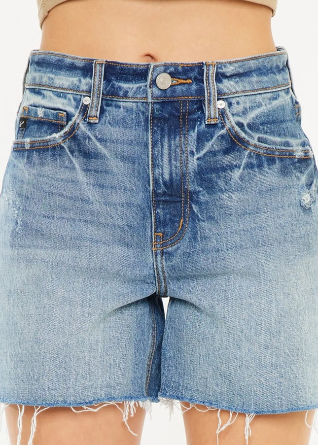 Kancan Full Size Raw Hem High Waist Denim Shorts - Sleekdenim.com