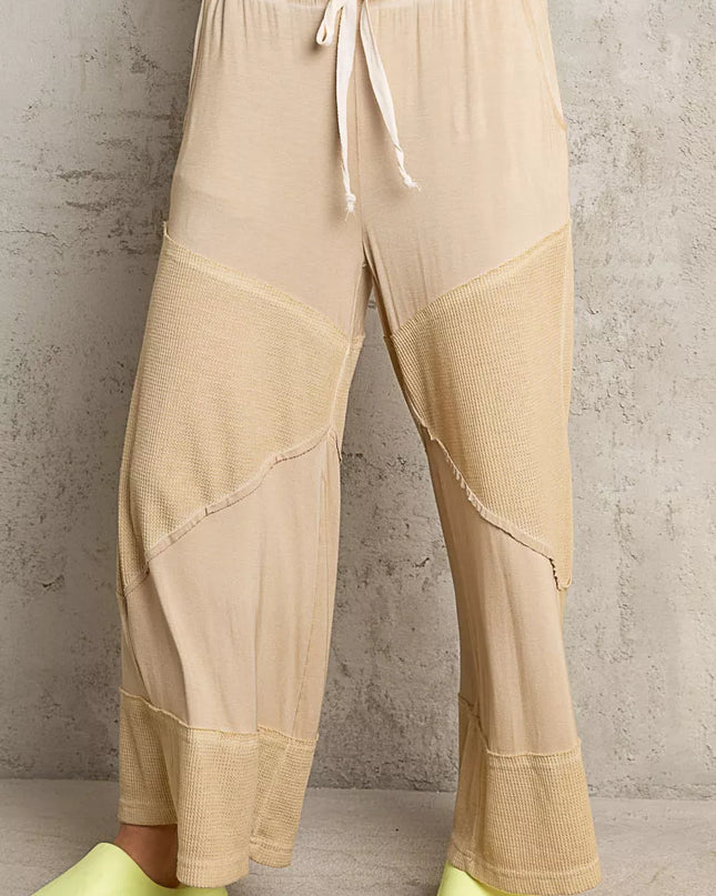 POL Elastic Waistband Wide Leg Pants with Drawstring - Sleekdenim.com