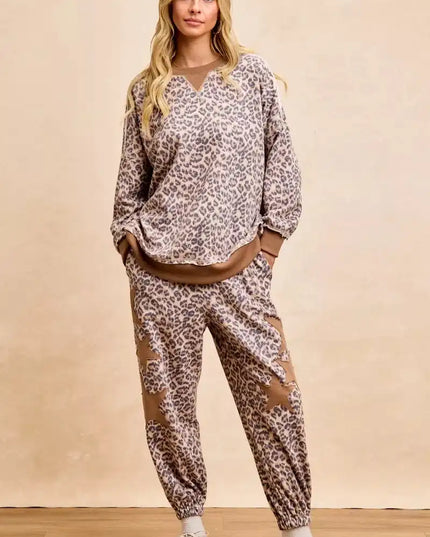 BiBi Leopard Printed French Terry Sweatshirt - Sleekdenim.com