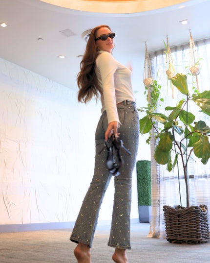 AT2072BTM Jewel Embellished Bootcut Jean - Sleekdenim.com