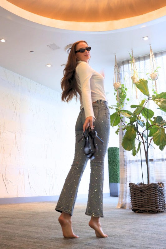 AT2072BTM Jewel Embellished Bootcut Jean - Sleekdenim.com