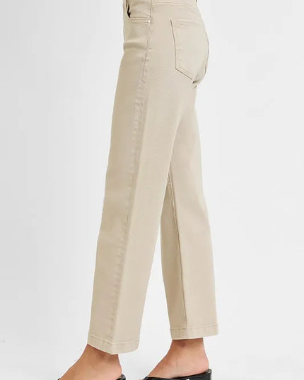 RISEN Full Size Tummy Control Mid Rise Ankle Straight Jeans Plus Size - Sleekdenim.com