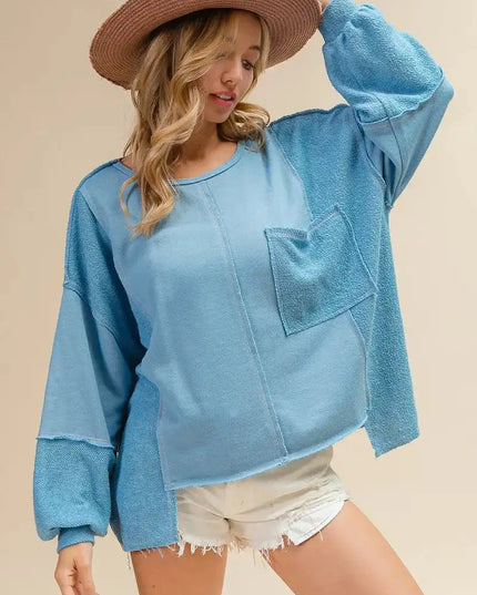 BiBi Oversized Pocket Front Sweatshirt - Sleekdenim.com