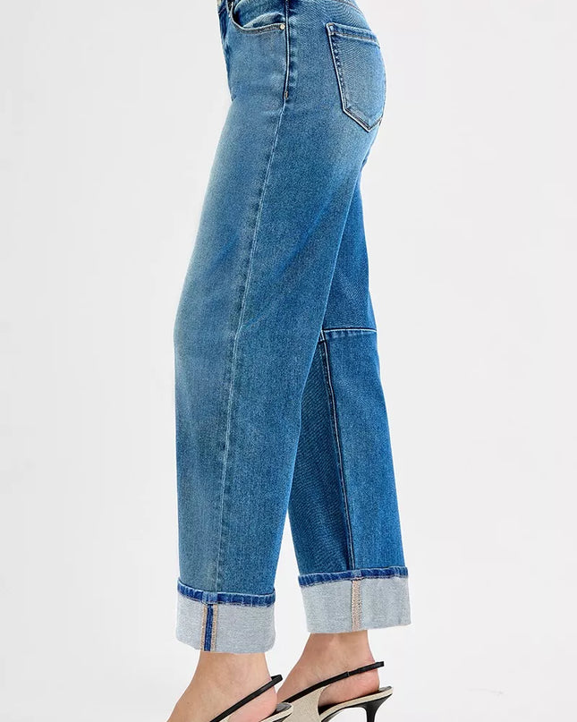 RISEN Slouchy Crop Barrel Cuffed Jeans - Sleekdenim.com