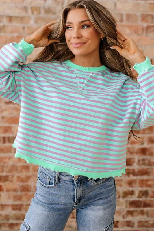 River Ribbed Trim Oversize Sweatshirt - Sleekdenim.com